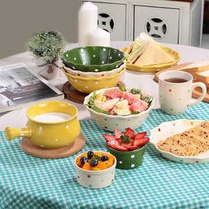 Peralatan Makan Natal, <span class=keywords><strong>Set</strong></span> Piring Mangkuk Keramik Lukis Tangan Cerah, <span class=keywords><strong>Set</strong></span> Makan Malam Tahan Lama untuk Dapur Rumah - Product Image 2