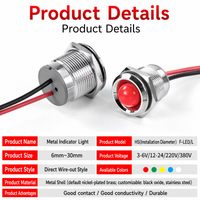 Lampe pilote industrielle LED bicolore en métal étanche 6mm 8mm 10mm 12mm 16mm 22mm, multi-tension