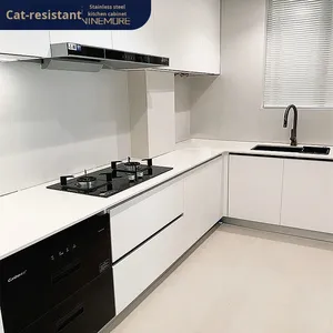 Mueble de <span class=keywords><strong>Cocina</strong></span> Integrado de Acero Inoxidable 304 de Foshan, Moderno, Simple, Ecológico, Personalizado, Tipo Abierto, <span class=keywords><strong>Encimera</strong></span> de Acero Inoxidable - Product Image 2