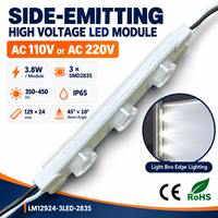 Module LED à éclairage latéral 3,8W SMD2835, module LED à injection AC 110V ou 220V pour boîte lumineuse publicitaire, faisceau 45x10 degrés, IP65
