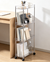 Chariot de rangement à trois niveaux en acier inoxydable, fin et mobile, organisateur multifonctionnel pour cuisine, chambre et bureau