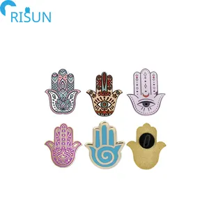 Baratos por atacado de Horror Sorte Hamsa Mão de Fátima Evil Eyes Esmalte Pin de Lapela Custom Genshin Hard Soft Esmalte Pin Broche Crachá