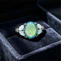 Bague en argent sterling 925 avec opale ovale grande taille, accent opale marquise et zircon cubique, hypoallergénique, cadeau pour femme