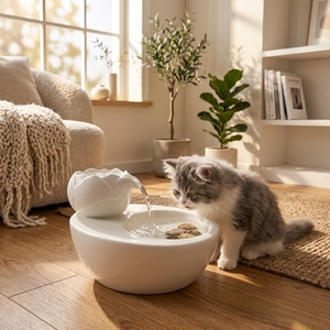 Nueva Fuente de Agua Inteligente para Gatos, Automática, con Circulación de Agua, de Cerámica y Porcelana, Linda y Adorable, Dispositivo de Alimentación para Mascotas - Product Image 1