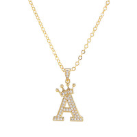 Collar con Colgante de Corona con las 26 Letras del Alfabeto Inglés, Colgante de Circonita de Cristal, Joyería de Moda para Mujer y Hombre, Collares con Iniciales, Regalos
