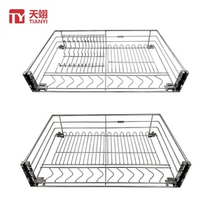 Moderno organizador de gabinete de cocina extraíble de acero inoxidable 304 con cesta de tres lados y cierre suave - Product Image 2