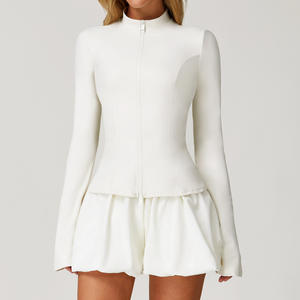 Veste de yoga avec protection solaire, haut à manches longues zippé respirant à séchage rapide pour le sport, la course à pied, veste rafraîchissante - Product Image 6