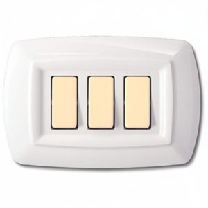 Elettrochanals Plaque ronde blanche en technopolymère Interrupteur mural 3 places - Product Image 1