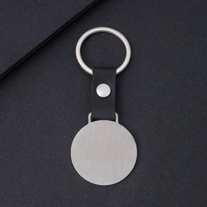 Personalizedstainless Steel Hot Selling Blank Pu Leather Round High Quality Customized Logo <b>Metal</b> <b>Key</b> <b>Chain</b> Keychain - Product Image 2