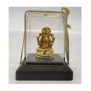 Statue d'Idole du Seigneur Ganesh en Or, Décoration Artistique Faite à la Main, dans une Boîte en Verre Transparente, Décoration de Temple à Domicile, Parfait pour un Mariage Hindou - Product Image 3