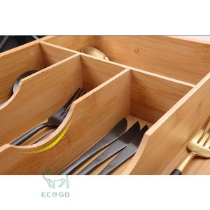 Porte-couverts extensible multifonctionnel en bambou écologique pour l'organisation de la vaisselle et des ustensiles de table à la maison - Product Image 5