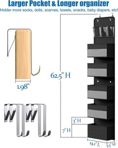 6-<b>Shelf</b> Over Door Clothing Organizer Foldable Multifunctional <b>Hook</b> Type Storage Bag with Clear Window for Living Room - Product Image 2