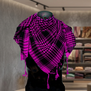 Purple Black Plaid Triangular Scarf Cotton Flannel Unisex Traditional Middle East Style Casual Wear All Seasons - Product Image 2