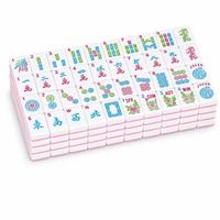 Tuiles de mahjong professionnelles en mélamine rose, 166 pièces, 1,2 pouce, ensemble gravé et imprimé UV, jeu de mahjong épais et durable