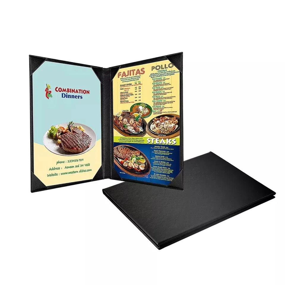 Restaurant Menu Covers Holders 8.5 X 11 Inches Leather Menu Book holder Covers 1 2 4 6 views leather 8.5" * 11" hotel bar drink