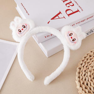 عصابة رأس بآذان أرنب مخملية، إكسسوار شعر كرتوني لطيف للفتيات، زينة للحفلات، مشبك شعر على شكل قلب لغسل الوجه، إكسسوارات شعر مرحة - Product Image 3