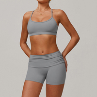 Custom Dames Fitness Actieve Kleding Zachte Sneldrogende Sportsportkleding 4-Way Stretch Tweedelige Yogashorts Sets