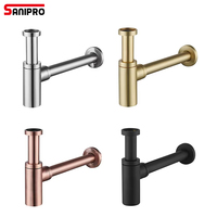 SANIPRO WaterMark Accessoires de salle de bain Siphon rond en laiton G1-1/4" pour lavabo et évacuation de lavabo
