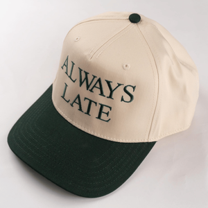 Always Late Embroidered <b>Baseball</b> <b>Cap</b> 6-Panel Twill Cotton Unisex Adjustable Hat Front Panel Letter Design Casual Style - Product Image 1