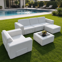 Platzsparendes KD Aluminium Outdoor-Sofa mit Vakuumkomprimierten Schaumstoffkissen für Terrasse und Garten, Sektionales Sofa für Ferienanlagen