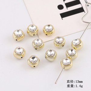ลูกปัดคริสตัลรูปดาวหัวใจ ชุบทอง รูคู่ สำหรับทำเครื่องประดับ 38199 - Product Image 2