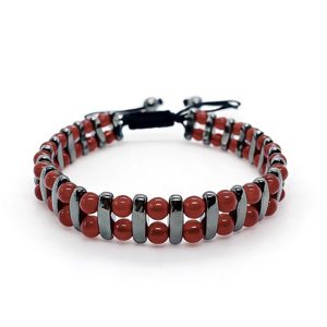Bracelet tressé bohème 4 mm double couche en pierre naturelle œil de tigre, calcédoine noire et ambre, fait main, idéal comme cadeau - Product Image 3