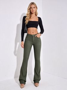 Jeans micro-évasés au style frais et doux pour femmes, pantalons stretch slim fit adaptés aux filles aux silhouettes pomme - Product Image 2