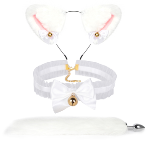 Draag Kraag Blinddoek Gag Expandeer Metal Butt Seksspeeltjes Meisje Full Body Fox Tail Anal Siliconen Plug En Fox Head - Product Image 6