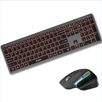 JOMAA Şarj Edilebilir USB Kablosuz Ergonomik Klavye ve Mouse Seti RGB Arkadan Aydınlatmalı Klavye ve Mouse Seti Dizüstü Bilgisayarlar için