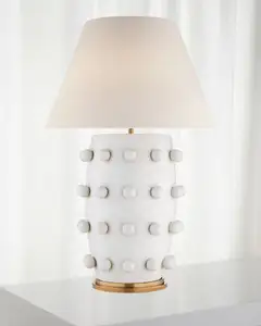 Lampu Meja Keramik Ukuran Besar, Lampu Bertudung untuk Lampu Samping Tempat Tidur Hotel