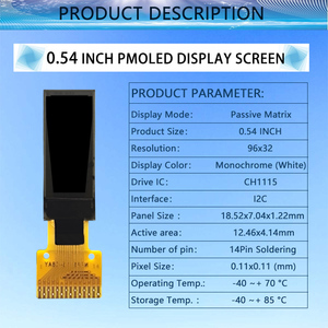 Màn Hình <span class=keywords><strong>OLED</strong></span> Mô-đun Hiển Thị <span class=keywords><strong>OLED</strong></span> Micro 0.54 "Màu Trắng Đơn Sắc 0.54 Inch <span class=keywords><strong>96X32</strong></span> CH1115 I2C 14Pin FPC Loại Hàn - Product Image 2