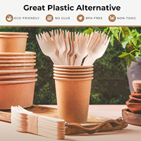 Ensemble de 100 couverts jetables en bois de bouleau (fourchettes, cuillères, couteaux) – Écologiques et biodégradables pour fêtes, restaurants et pique-niques