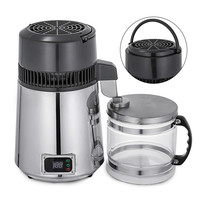 Distillateur d'eau portable SC-3 de 1 gallon, argent, distillateur de laboratoire dentaire avec alimentation électrique, matériau en verre