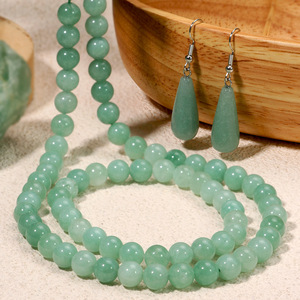 Collar de cuentas de <span class=keywords><strong>jade</strong></span> hecho a mano DAISY youf, aretes de piedra natural con forma de gota de agua, pulsera y conjunto de accesorios al por mayor - Product Image 1
