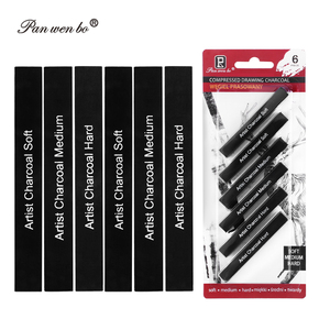 Panwenbo – Lot <span class=keywords><strong>de</strong></span> 6 bâtons <span class=keywords><strong>de</strong></span> fusain compressé professionnel noir, doux, moyen et dur, pour le <span class=keywords><strong>dessin</strong></span> et l'esquisse artistique - Product Image 1