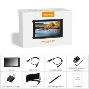 FEELWORLD FW568 PRO Moniteur DSLR pour appareil photo 6 pouces 1200nit HighBrigt 4K HDMI 60Hz Moniteur de caméra externe de conception mince - Product Image 6