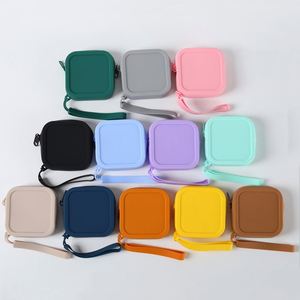 Fashionable Silicone Cosmetic Bag Mini Headphone and Data Cable Bag Waterproof Toiletry Square Coin <b>Purse</b> <b>Small</b> Square Bag - Product Image 3