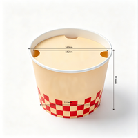 Seau en papier jetable biodégradable personnalisé, grand format, imprimé à carreaux rouges, intérieur blanc, qualité alimentaire, pour emballage de pop-corn, poulet frit et snacks