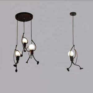 Vintage retro creativo para habitación de niños sala de estudio comedor tienda de ropa Persona de hierro robot lámpara colgante lámparas de araña - Product Image 2