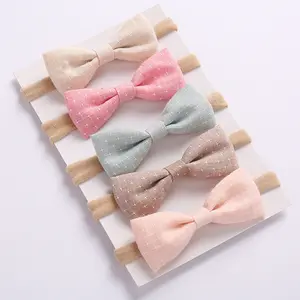 Fascia per capelli in cotone coreano per bambini bowknot per bambini fiocchi per capelli fascia per capelli fasce per capelli in nylon elastico per ragazze bambini