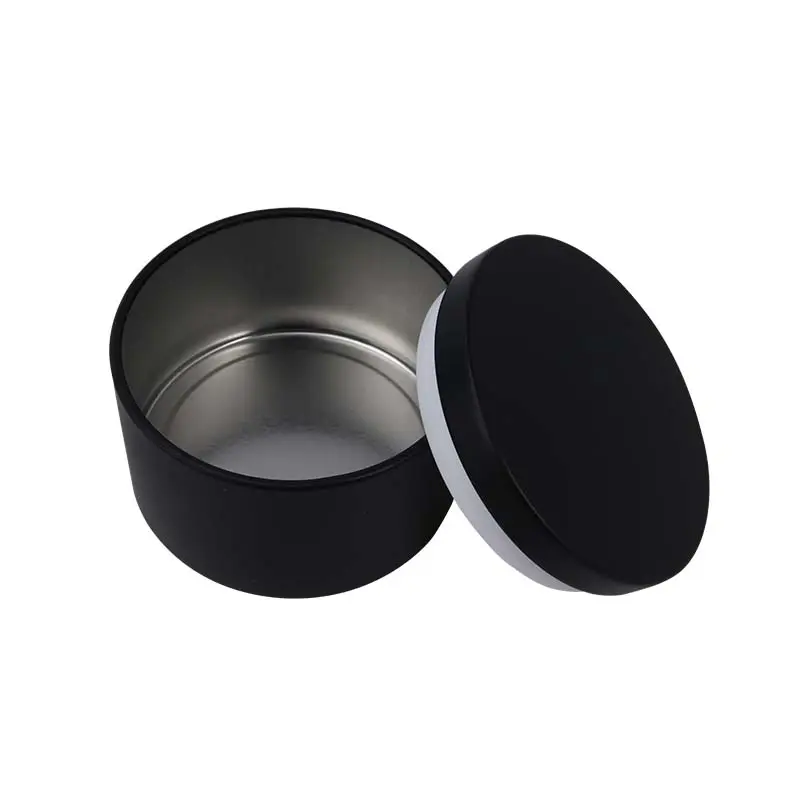 [20 Years Factory] Metal Packaging Custom Size Logo Printed Shape High Quality Solid Color Round Black Candle Tin With Lid