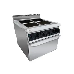 Stainless Steel Komersial Memasak Peralatan/Rentang Listrik dengan Persegi 4 Burner dan Oven CE-CO-909