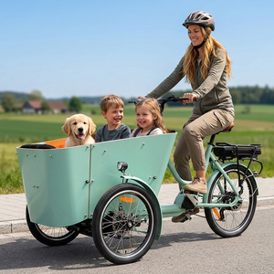 Triciclo Elettrico Cargo con Ruote Larghe per Trasporto Merci e Bambini, 6 Velocità, Approvato CE - Product Image 2