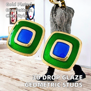 Boucles d'oreilles en alliage de zinc plaqué or géométrique glaçure goutte tridimensionnelle - Product Image 3
