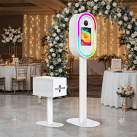 Kiosque à selfies pour événements, boîtier métallique, photomaton DSLR, impression instantanée, compatible avec iPad 13 pouces