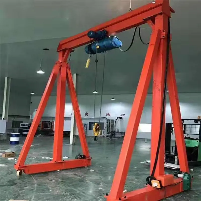 Perjalanan Listrik Portabel Kecil Gantry Crane Mobile Gantry Crane 5 Ton 10 Ton dengan Pengangkat Kerekan Elektrik