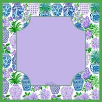 Tapis de jeu de mahjong Chinoiserie bleu et blanc, antidérapant, carré, motif floral violet et pot de gingembre