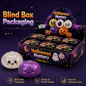 Caja Misteriosa de Halloween: Juguete Blandito de Puré Brillante, Calabaza Espeluznante, Calavera y Ojo, Juguetes Antiestrés para Niños - Product Image 3