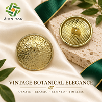 Kancing Logam Emas 17MM Grosir Motif Bunga Vintage Kancing Shank dari Paduan Logam untuk Jaket Mantel Pakaian