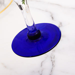 Vintage 12 oz Ronda Coupe Cristalería Azul Bordeado Mexicano Soplado Cóctel Margarita Copas de Vino para Fiesta para Restaurantes Bares - Product Image 5